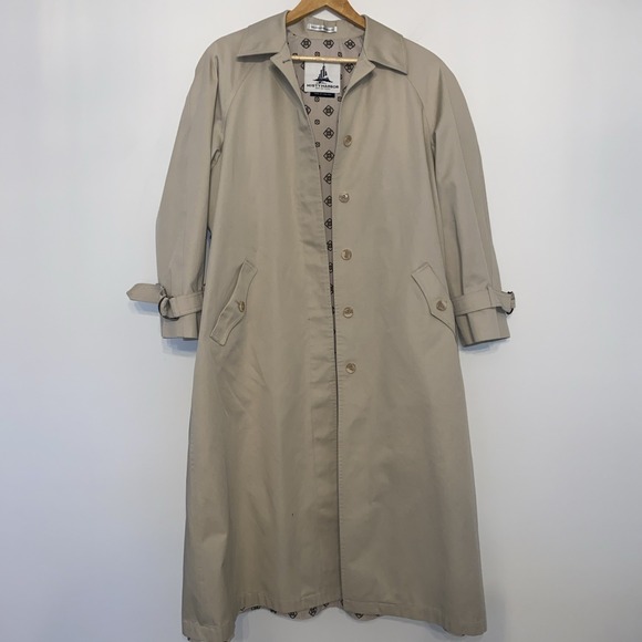 Vintage Misty Harbor Tan Trench Coat Women's Button Front Rain Coat 80s 90s